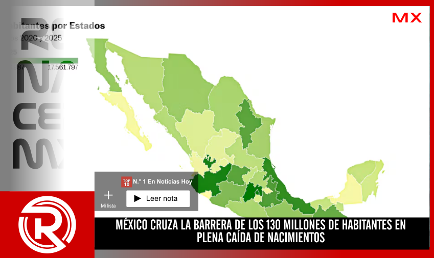 MÉXICO CRUZA LA BARRERA DE LOS 130 MILLONES DE HABITANTES EN PLENA CAÍDA DE NACIMIENTOS